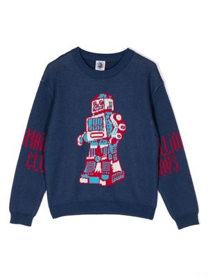 Billionaire Boys Club Kids robot motif-intarsia knitted jumper - Blue