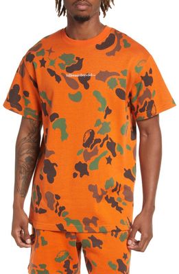 Billionaire Boys Club Men's Foilage Camo Cotton T-Shirt in Red Orange