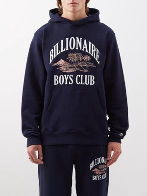 Billionaire Boys Club - Paradise-print Cotton-jersey Hooded Sweatshirt - Mens - Navy