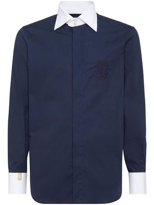 Billionaire contrast-collar stretch-cotton shirt - Blue