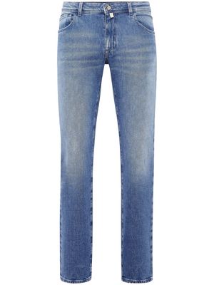 Billionaire Crest-appliqué mid-rise straight-leg jeans - Blue