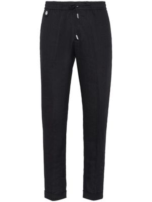 Billionaire crest-detail linen trousers - Black