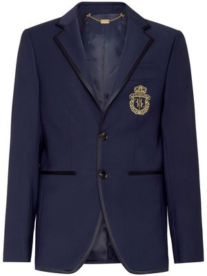 Billionaire crest-embroidered cotton blazer - Blue