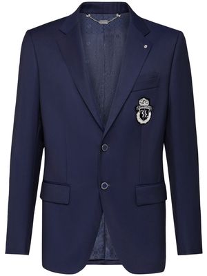 Billionaire crest-motif wool blazer - Blue