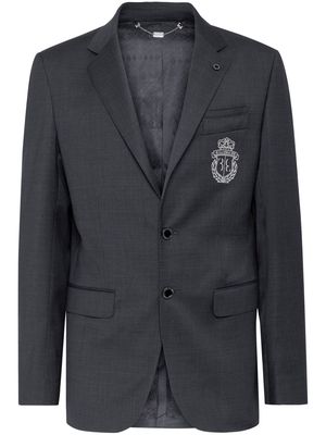Billionaire crest-motif wool blazer - Grey