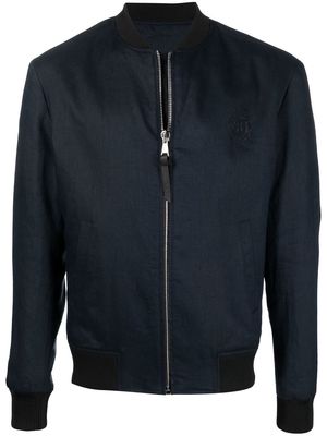 Billionaire crest-motif zip-up bomber jacket - Blue