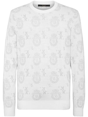 Billionaire Crest patterned-jacquard sweatshirt - White