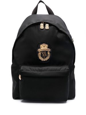 Billionaire crest-plaque canvas backpack - Black