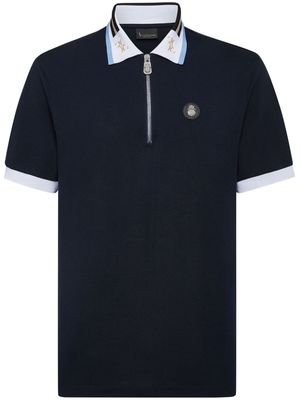 Billionaire crest-plaque cotton polo shirt - Blue