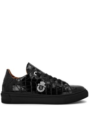 Billionaire Croco-print logo-plaque leather sneakers - Black