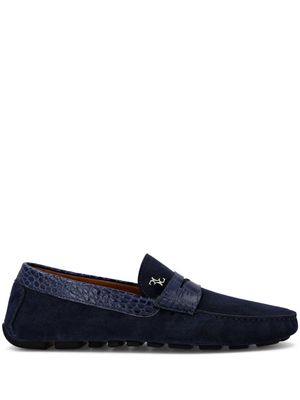 Billionaire crocodile-trim suede loafers - Blue