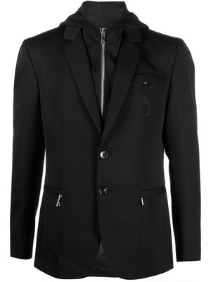 Billionaire embroidered-crest hooded blazer - Black
