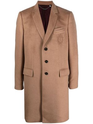 Billionaire embroidered-crest single-breasted coat - Neutrals