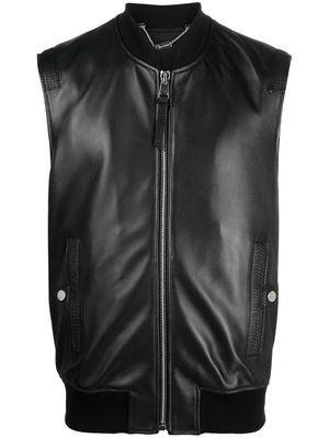 Billionaire embroidered leather vest - Black