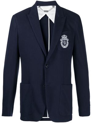 Billionaire embroidered logo crest blazer - Blue
