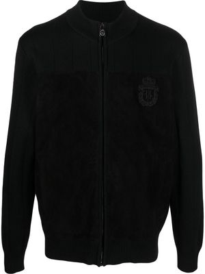Billionaire embroidered-logo detail knit jacket - Black