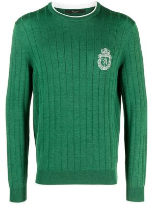 Billionaire embroidered logo fine knit jumper - Green