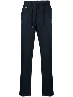 Billionaire embroidered-logo linen chinos - Blue
