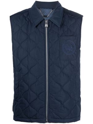 Billionaire embroidered-logo quilted gilet - Blue