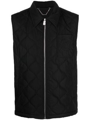 Billionaire embroidered quilted gilet - Black