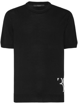 Billionaire intarsia-logo short-sleeve jumper - Black