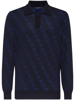 Billionaire knitted long-sleeve polo shirt - Blue
