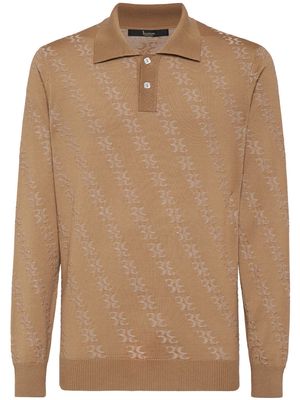 Billionaire knitted long-sleeve polo shirt - Neutrals