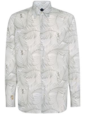 Billionaire leaf-print linen shirt - Grey