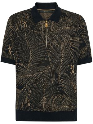 Billionaire leaf-print polo shirt - Black