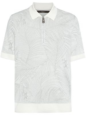 Billionaire leaf-print polo shirt - White