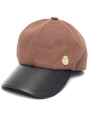 Billionaire leather peak baseball cap - Brown