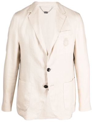 Billionaire linen crest-motif blazer - Neutrals