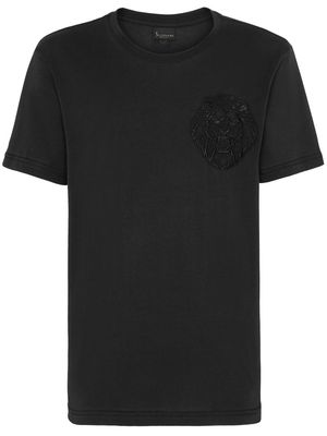 Billionaire Lion-embroidered cotton T-shirt - Black