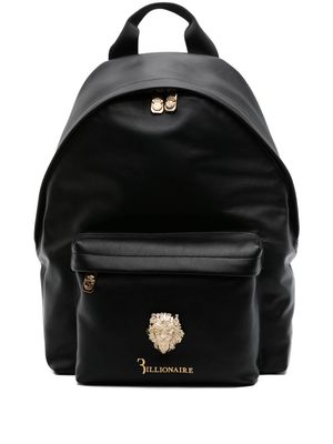 Billionaire Lion-plaque leather backpack - Black
