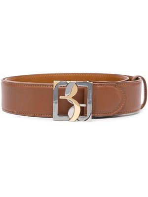 Billionaire logo-buckle leather belt - Brown