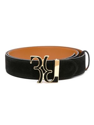 Billionaire logo-buckle suede belt - Black