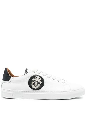 Billionaire logo-crest leather sneakers - White