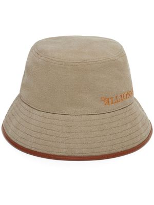 Billionaire logo-embroidered canvas bucket hat - Neutrals