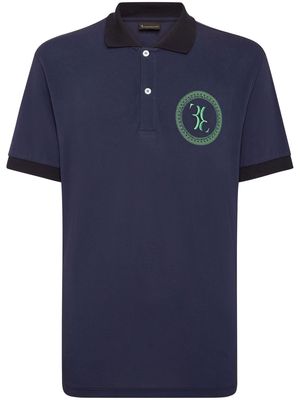 Billionaire logo-embroidered cotton polo shirt - Blue