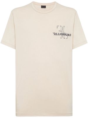 Billionaire logo-embroidered cotton T-shirt - Neutrals