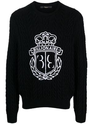 Billionaire logo-embroidered knitted jumper - Black