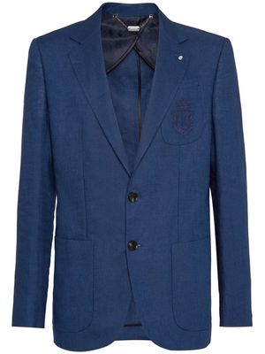 Billionaire logo-embroidered linen blazer - Blue