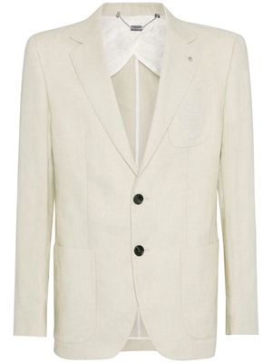 Billionaire logo-embroidered linen blazer - Neutrals