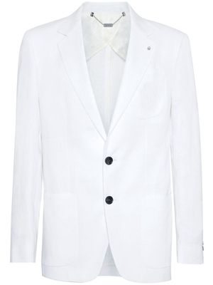 Billionaire logo-embroidered linen blazer - White