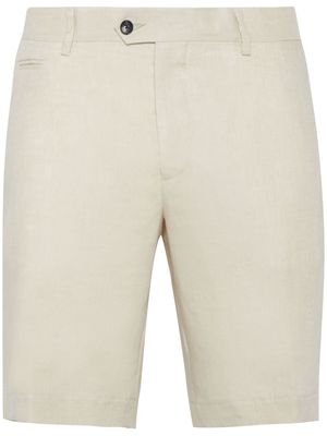 Billionaire logo-embroidered linen chino shorts - Neutrals