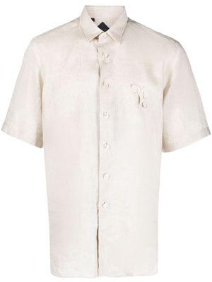 Billionaire logo-embroidered linen shirt - Neutrals