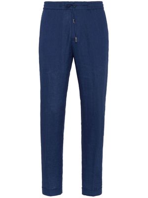 Billionaire logo-embroidered linen track pants - Blue