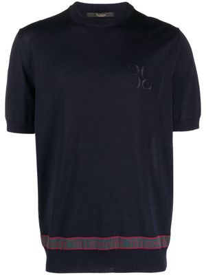 Billionaire logo-embroidered merino polo shirt - Blue
