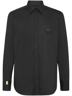 Billionaire logo-embroidered poplin shirt - Black