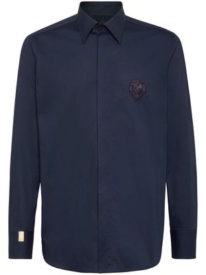 Billionaire logo-embroidered poplin shirt - Blue